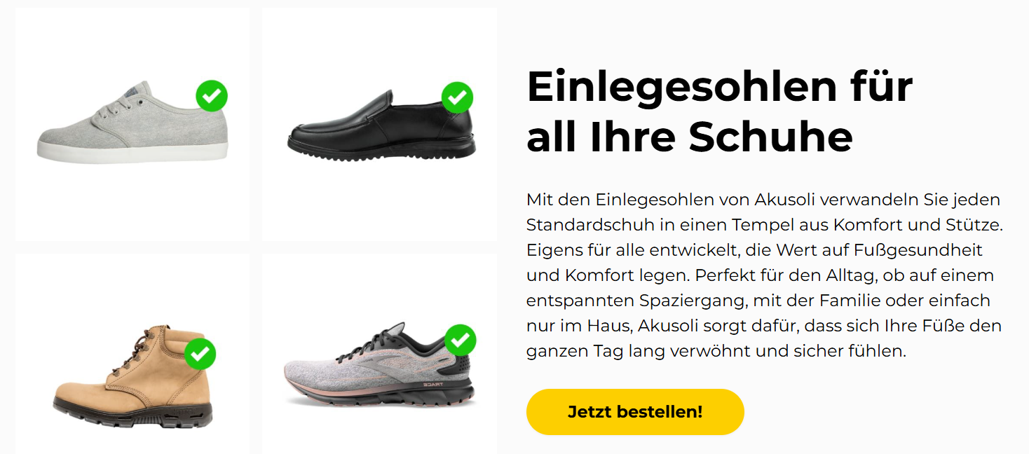 Akusoli passt in alle Schuhe